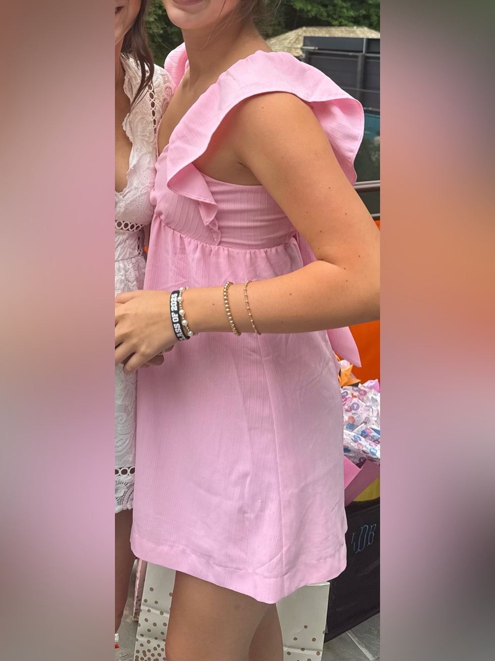 Blu Pepper Pink Ruffle-Sleeve mini Dress